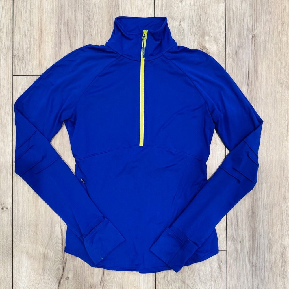 Athleta Blue Athletic Quarter Zip Pullover Thumbhole Shirt XXS